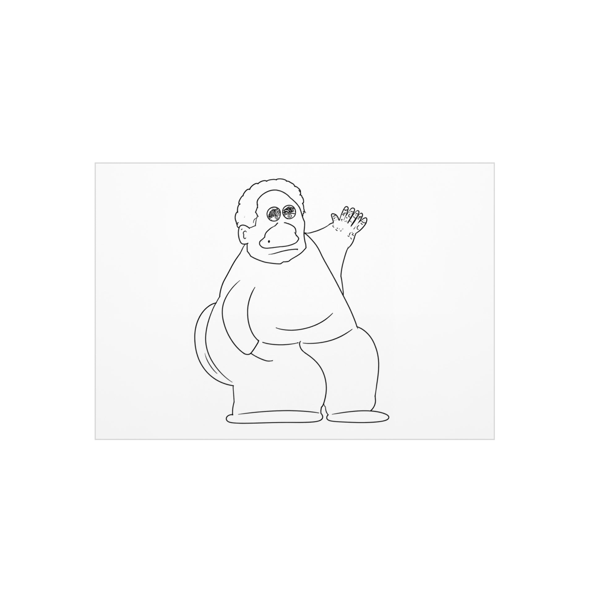Whimsical Waving Ape Foam Board Art – Cute Minimal Line Drawing Wall Decor