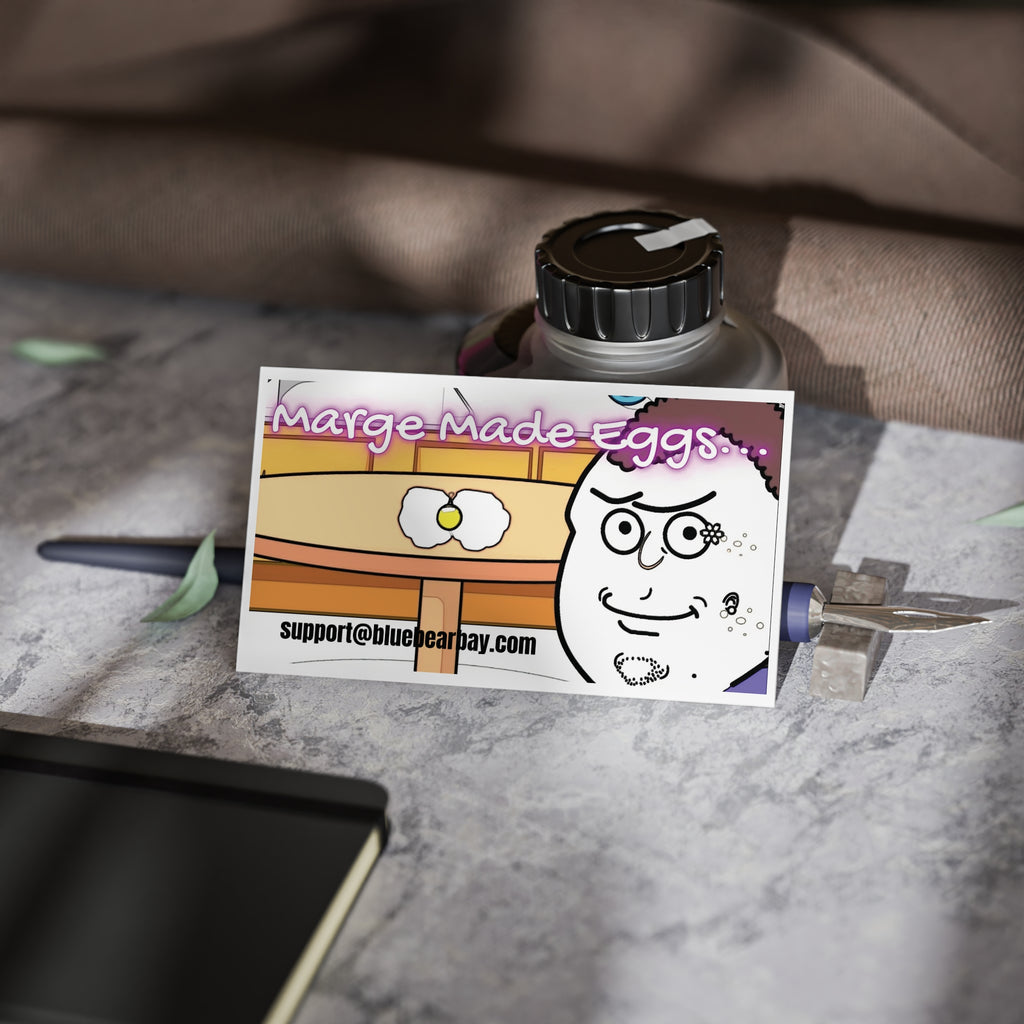 Business Cards — Quirky 'Marge-Made Eggs' Illustrated Card for Small Food Brands & Creators