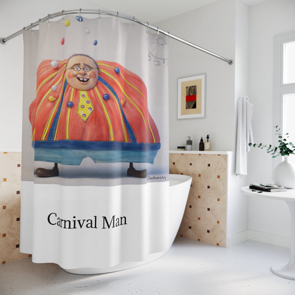 Carnival Man Shower Curtain — Whimsical Clown Bathroom Decor