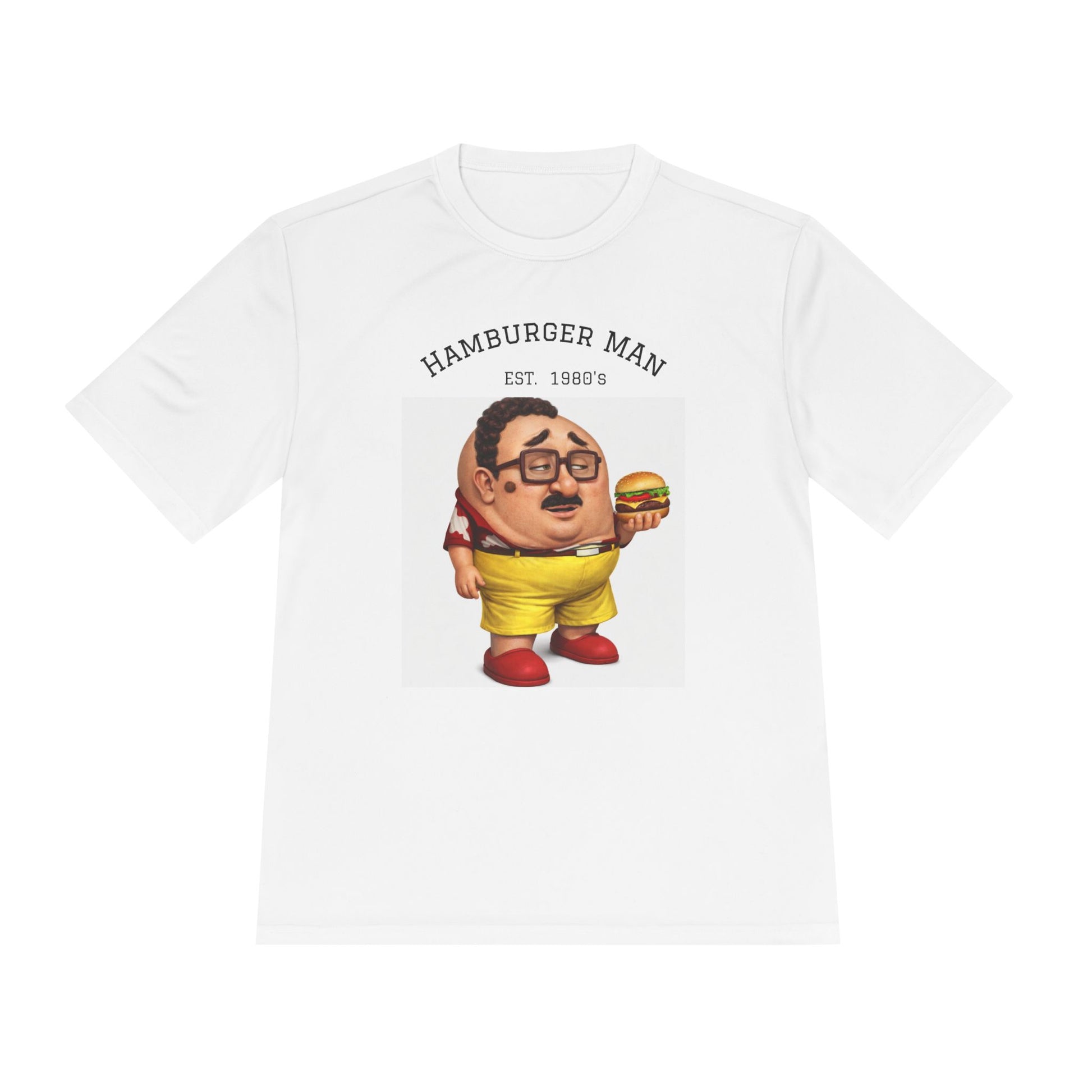 Hamburger Man Tee — Retro Cartoon Burger Graphic Shirt