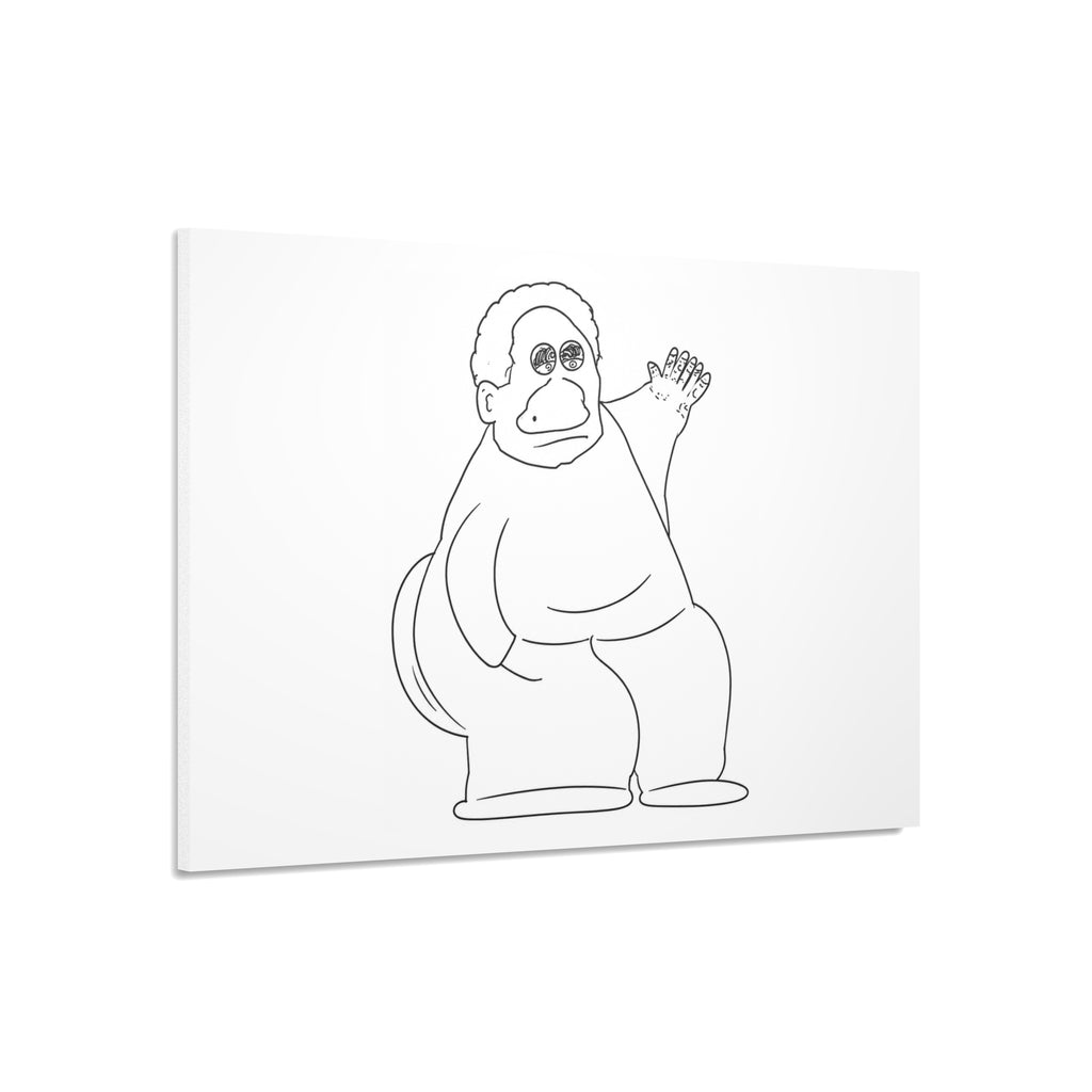 Whimsical Waving Ape Foam Board Art – Cute Minimal Line Drawing Wall Decor
