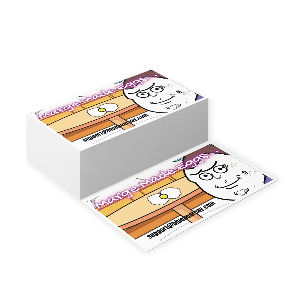 Business Cards — Quirky 'Marge-Made Eggs' Illustrated Card for Small Food Brands & Creators