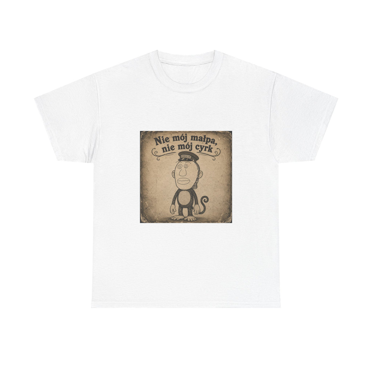 Vintage Monkey Tee - "Nie mój małpa, nie mój cyrk" Polish Saying T-Shirt