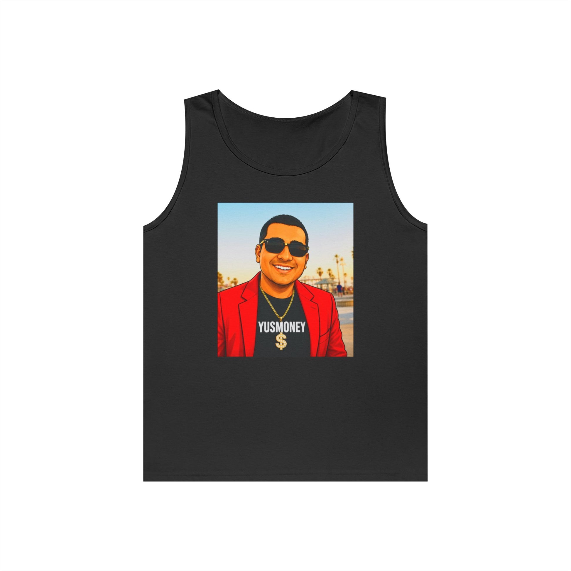 Retro Portrait Tank Top — 'YUSMONEY' Graphic Summer Tee