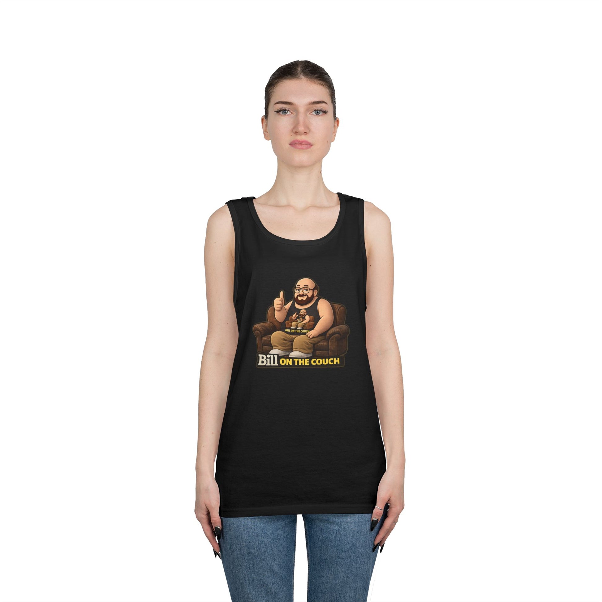 Tank Top — "Bill on the Couch" Funny Gamer Lounge Graphic Tank