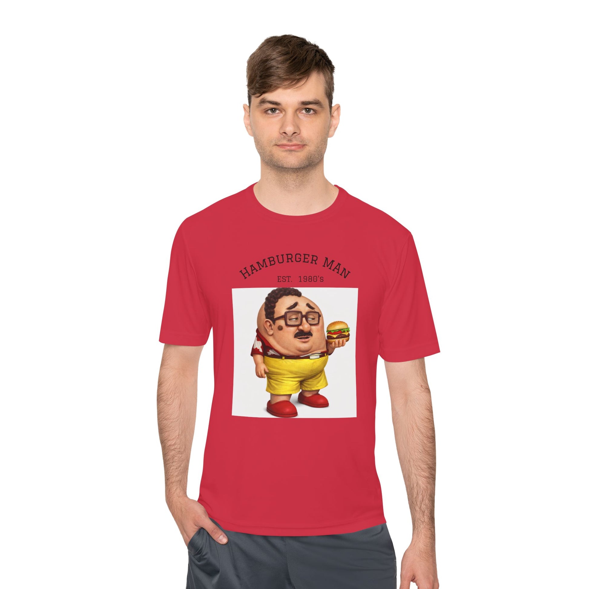 Hamburger Man Tee — Retro Cartoon Burger Graphic Shirt