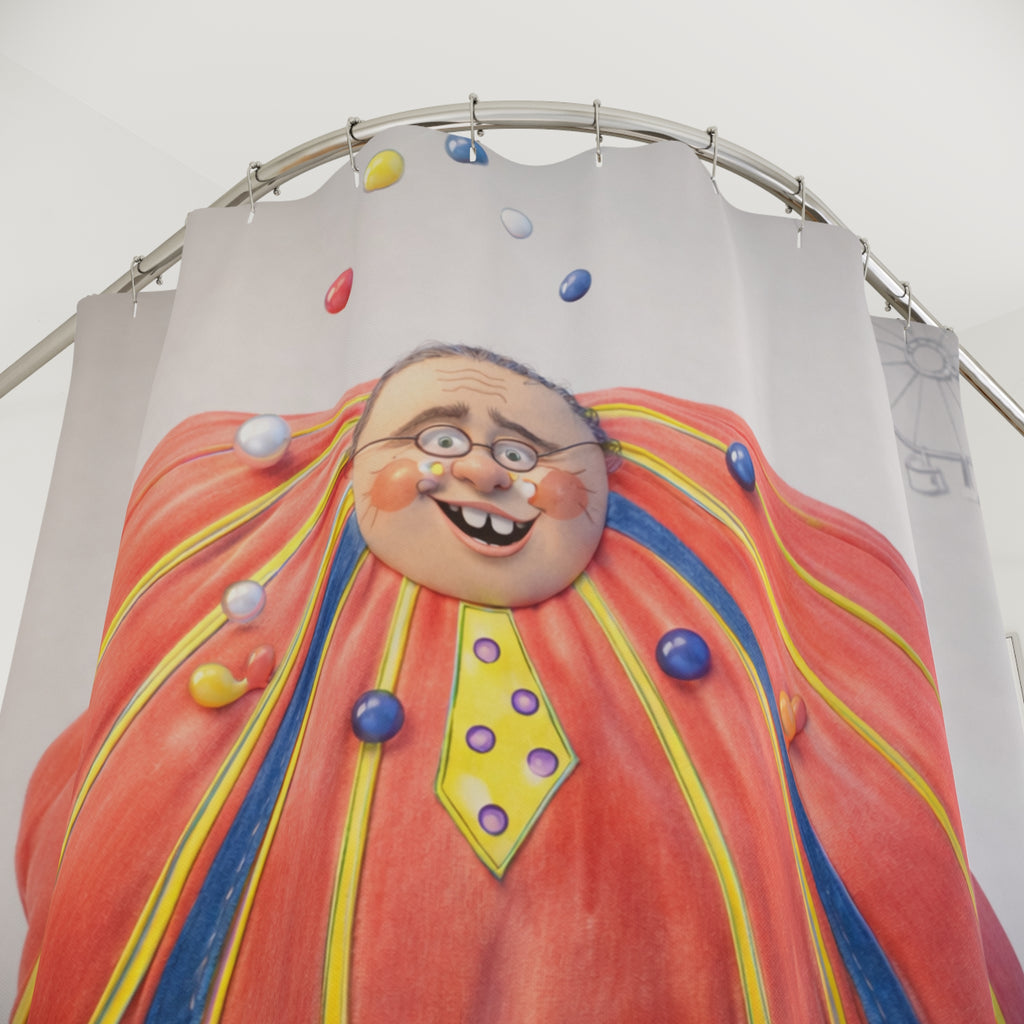 Carnival Man Shower Curtain — Whimsical Clown Bathroom Decor