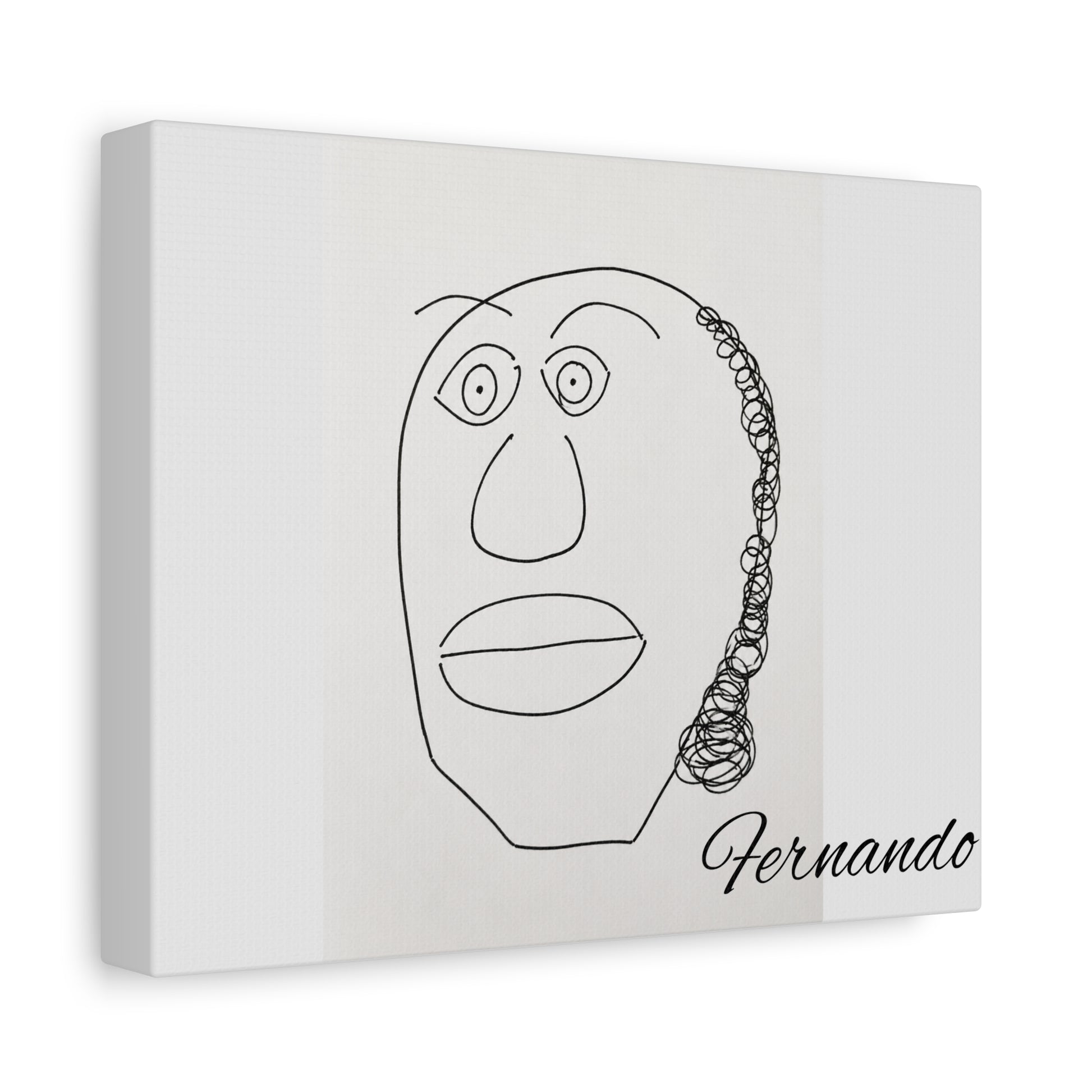 Minimal Line Art Face Canvas — Abstract Black & White Portrait Stretched Matte