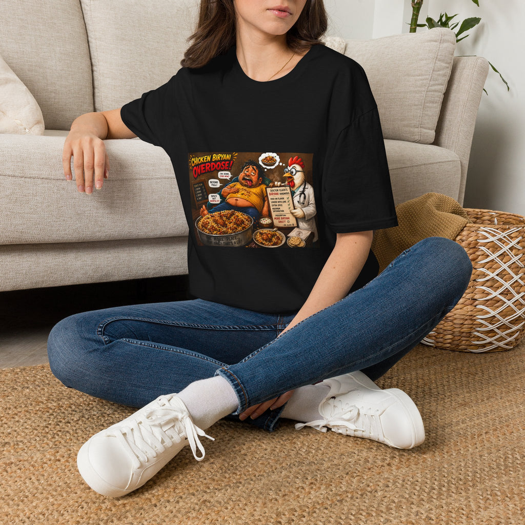 Chicken Biryani Overdose T-Shirt — Funny Food Cartoon Tee