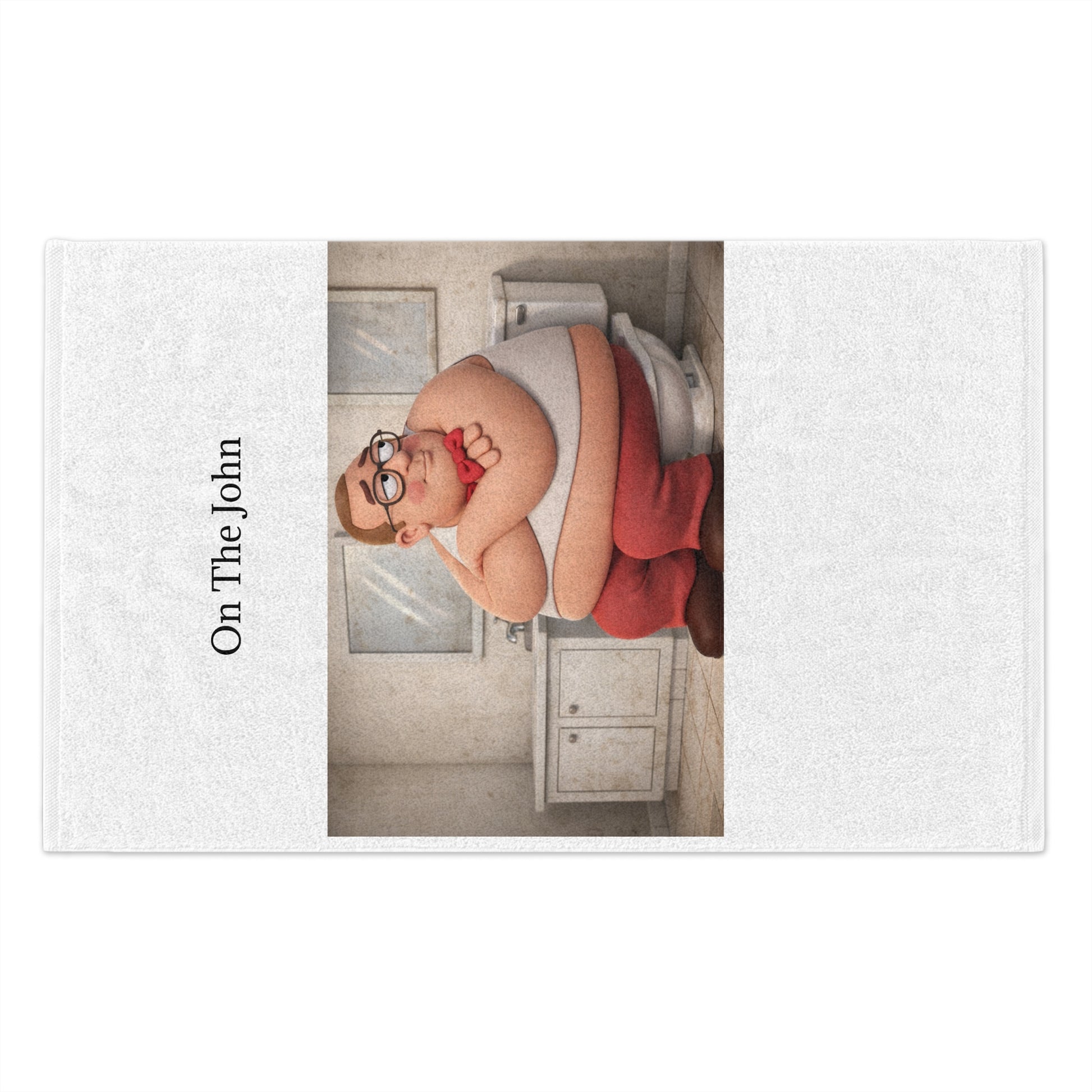 Funny Cartoon Man on Toilet Rally Towel – 11x18 Funny Bathroom Novelty Towel