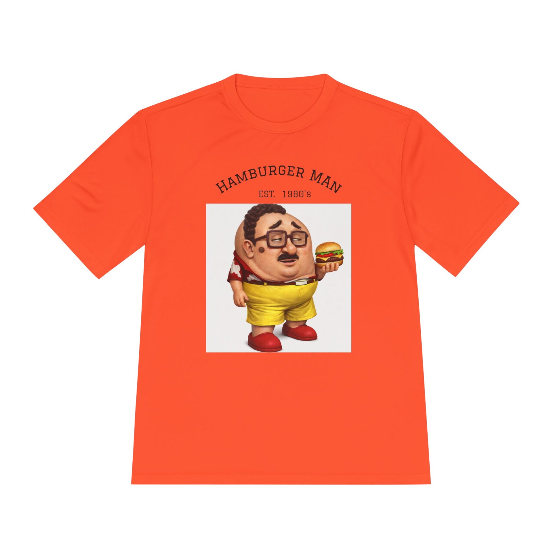 Hamburger Man Tee — Retro Cartoon Burger Graphic Shirt