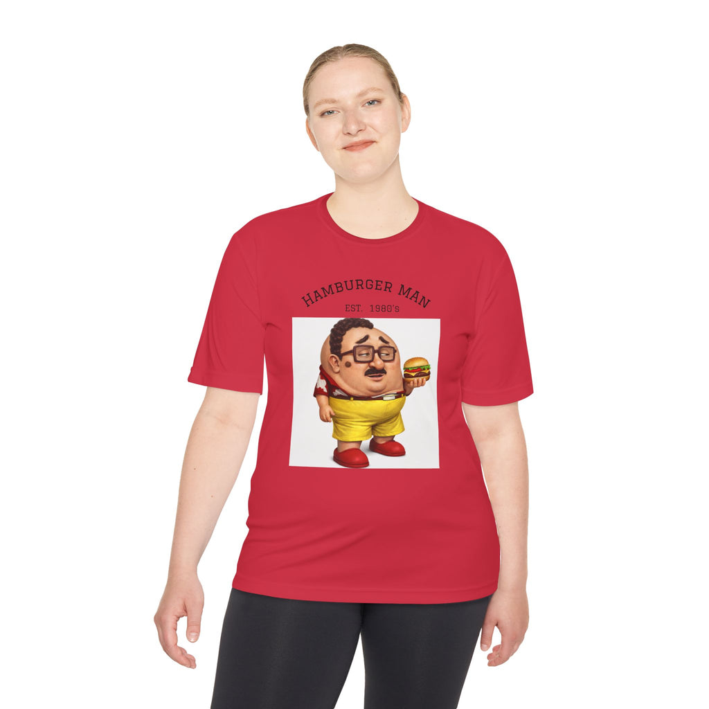 Hamburger Man Tee — Retro Cartoon Burger Graphic Shirt