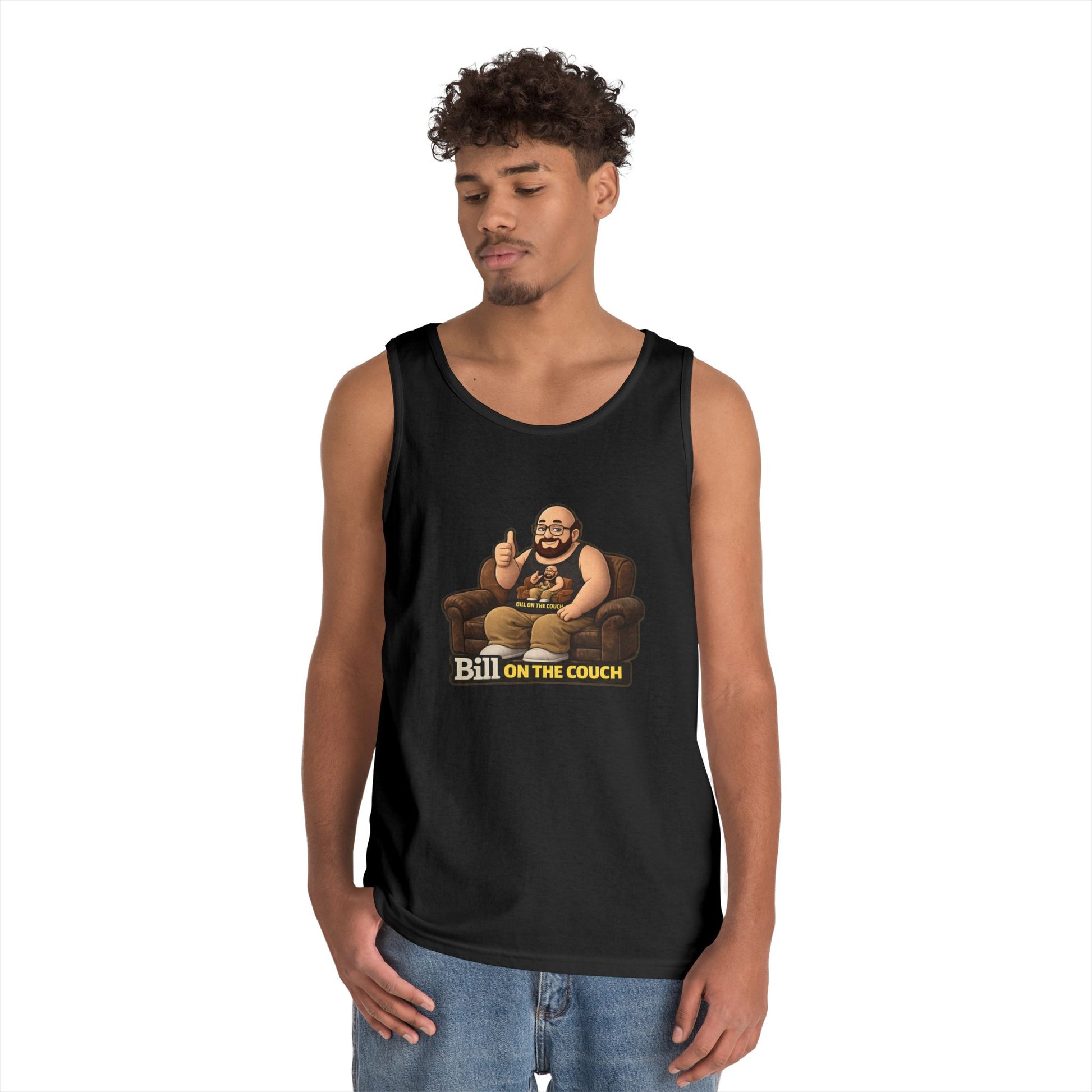 Tank Top — "Bill on the Couch" Funny Gamer Lounge Graphic Tank