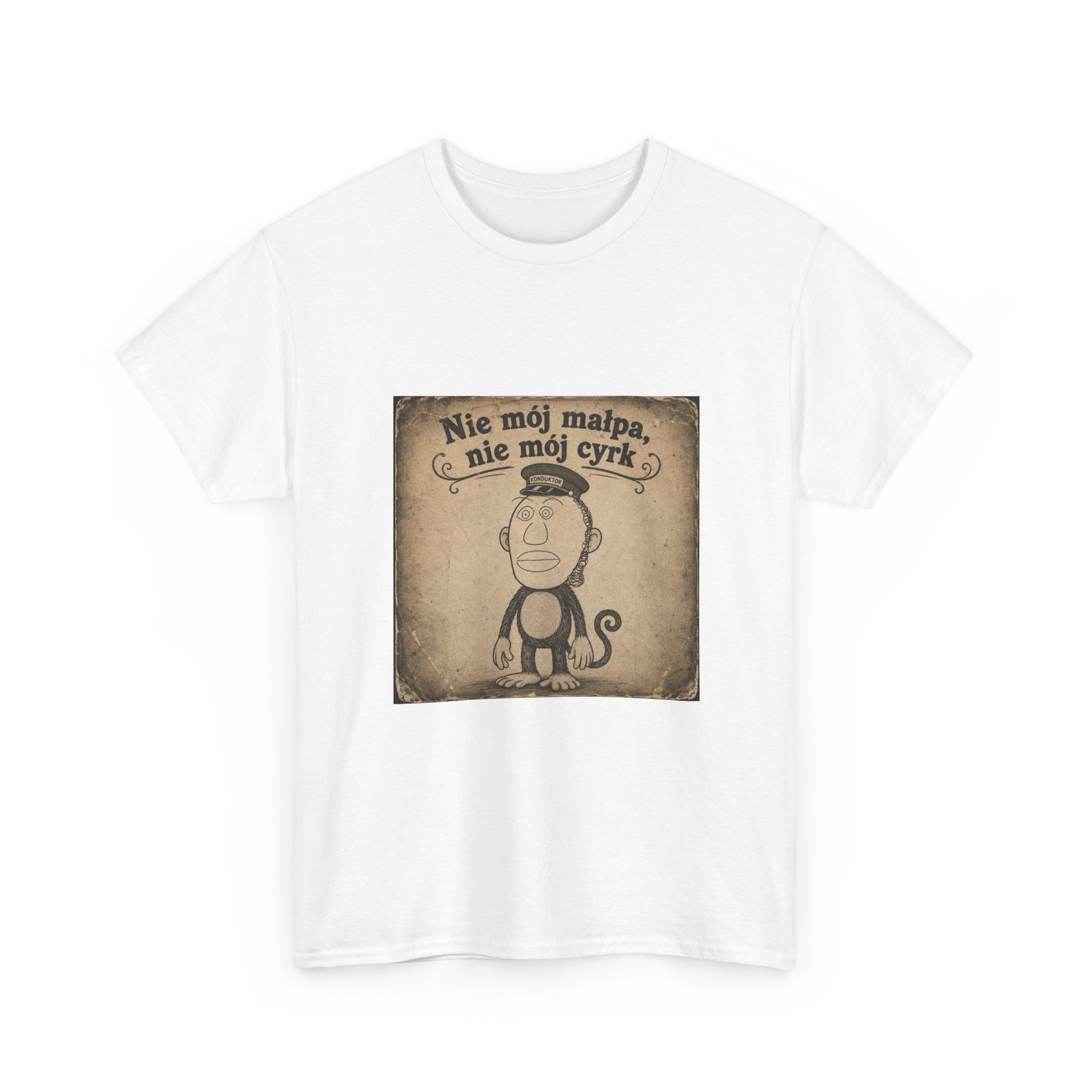 Vintage Monkey Tee - "Nie mój małpa, nie mój cyrk" Polish Saying T-Shirt