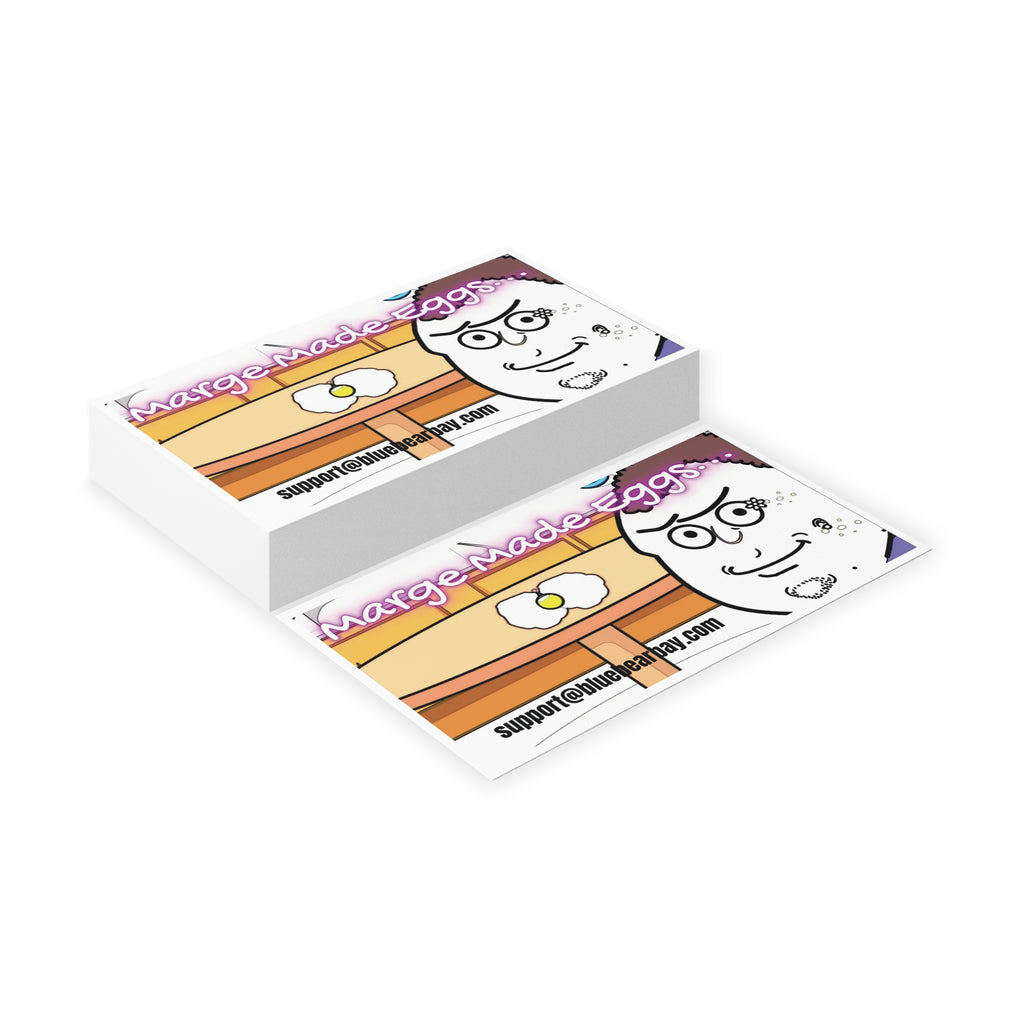 Business Cards — Quirky 'Marge-Made Eggs' Illustrated Card for Small Food Brands & Creators