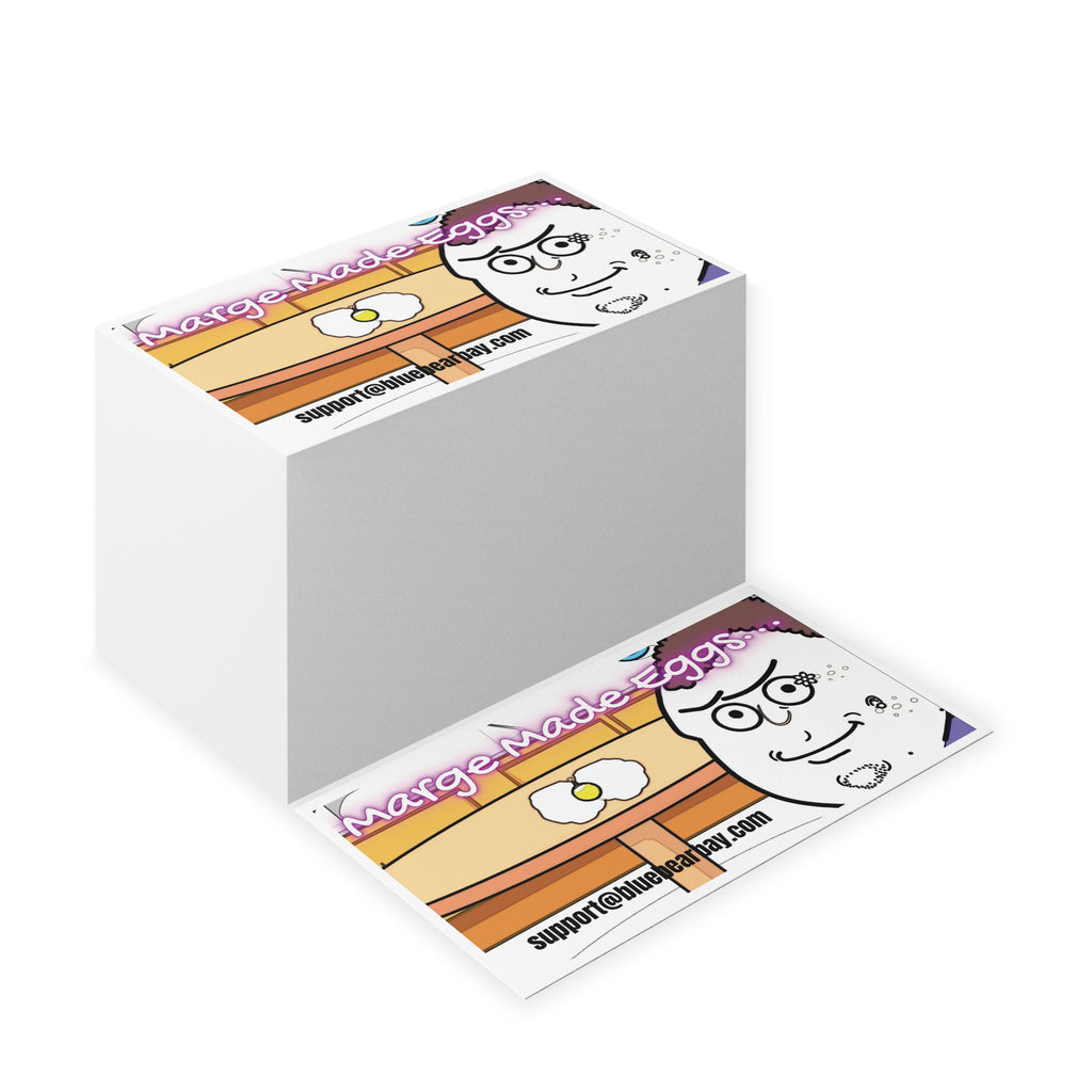 Business Cards — Quirky 'Marge-Made Eggs' Illustrated Card for Small Food Brands & Creators