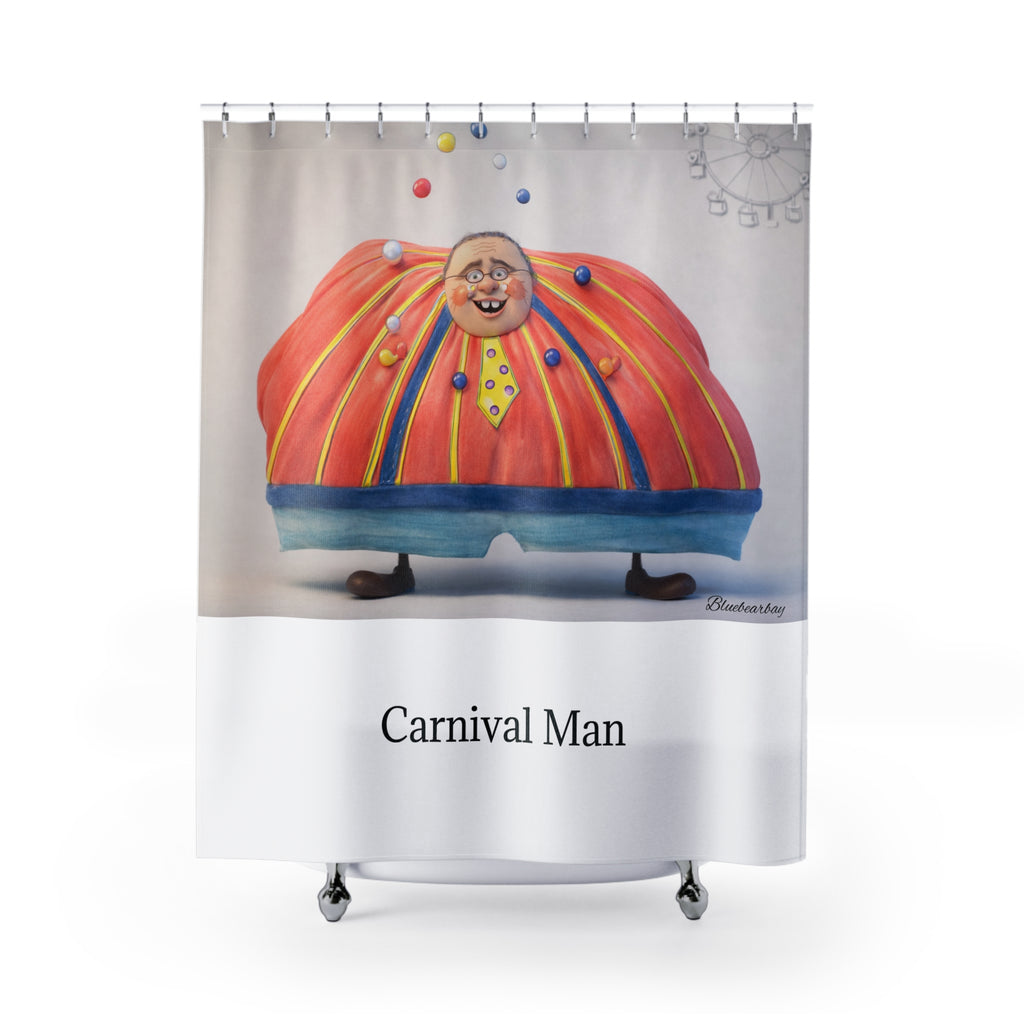 Carnival Man Shower Curtain — Whimsical Clown Bathroom Decor