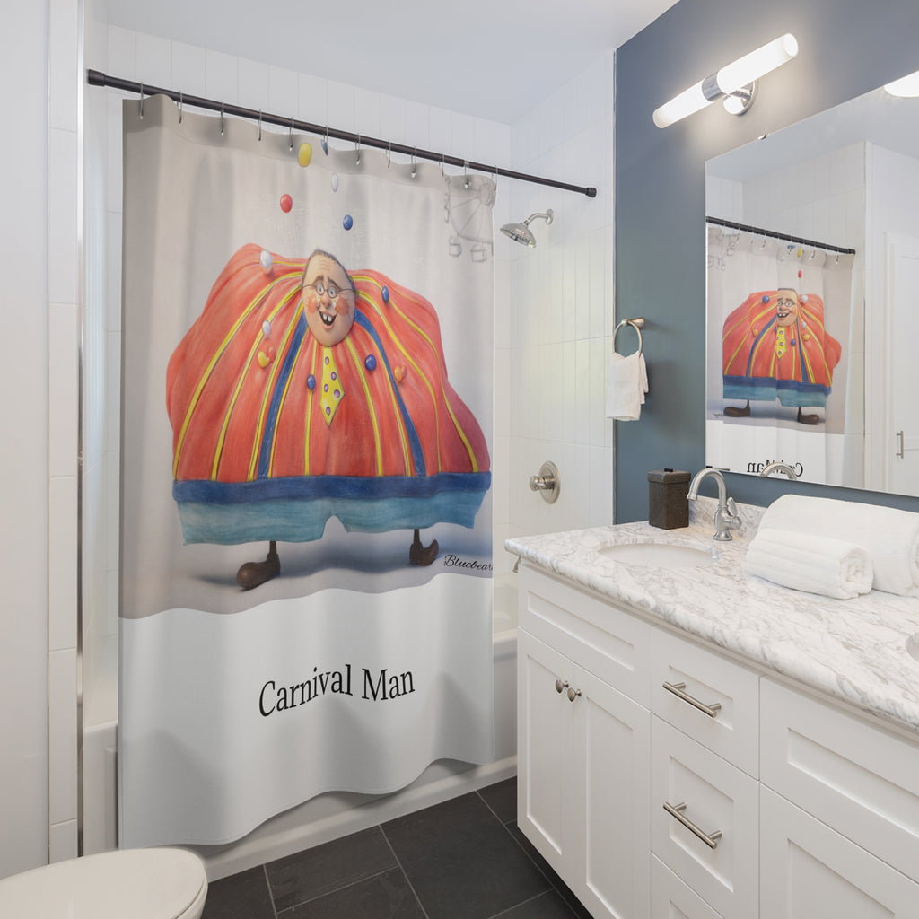 Carnival Man Shower Curtain — Whimsical Clown Bathroom Decor