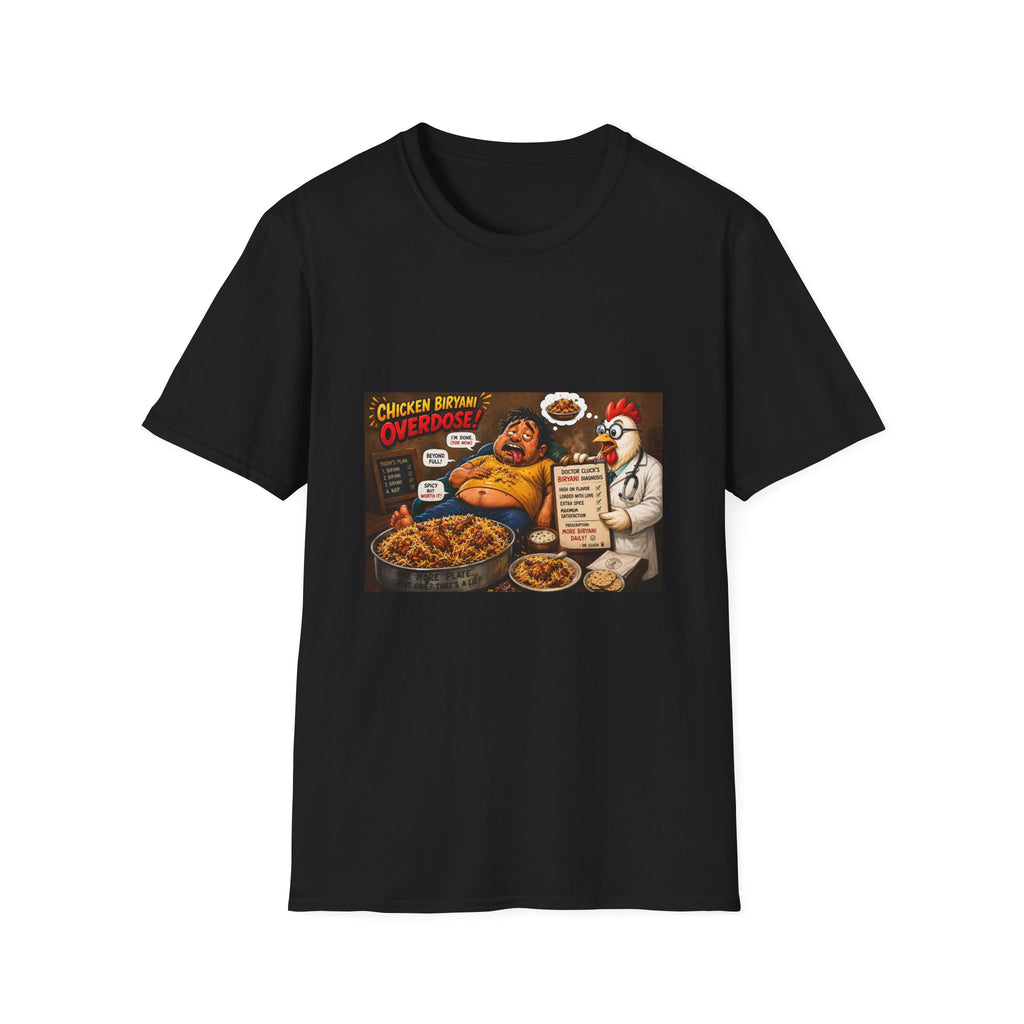 Chicken Biryani Overdose T-Shirt — Funny Food Cartoon Tee