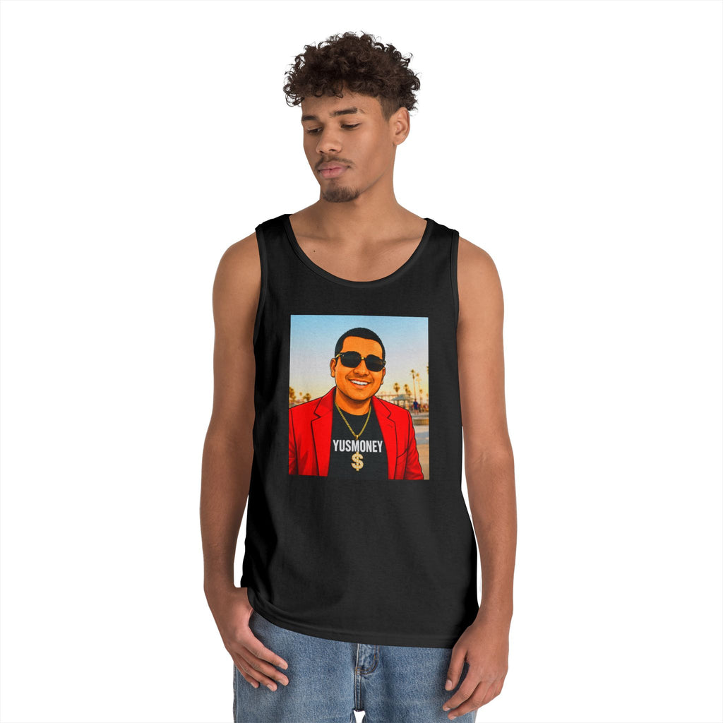 Retro Portrait Tank Top — 'YUSMONEY' Graphic Summer Tee