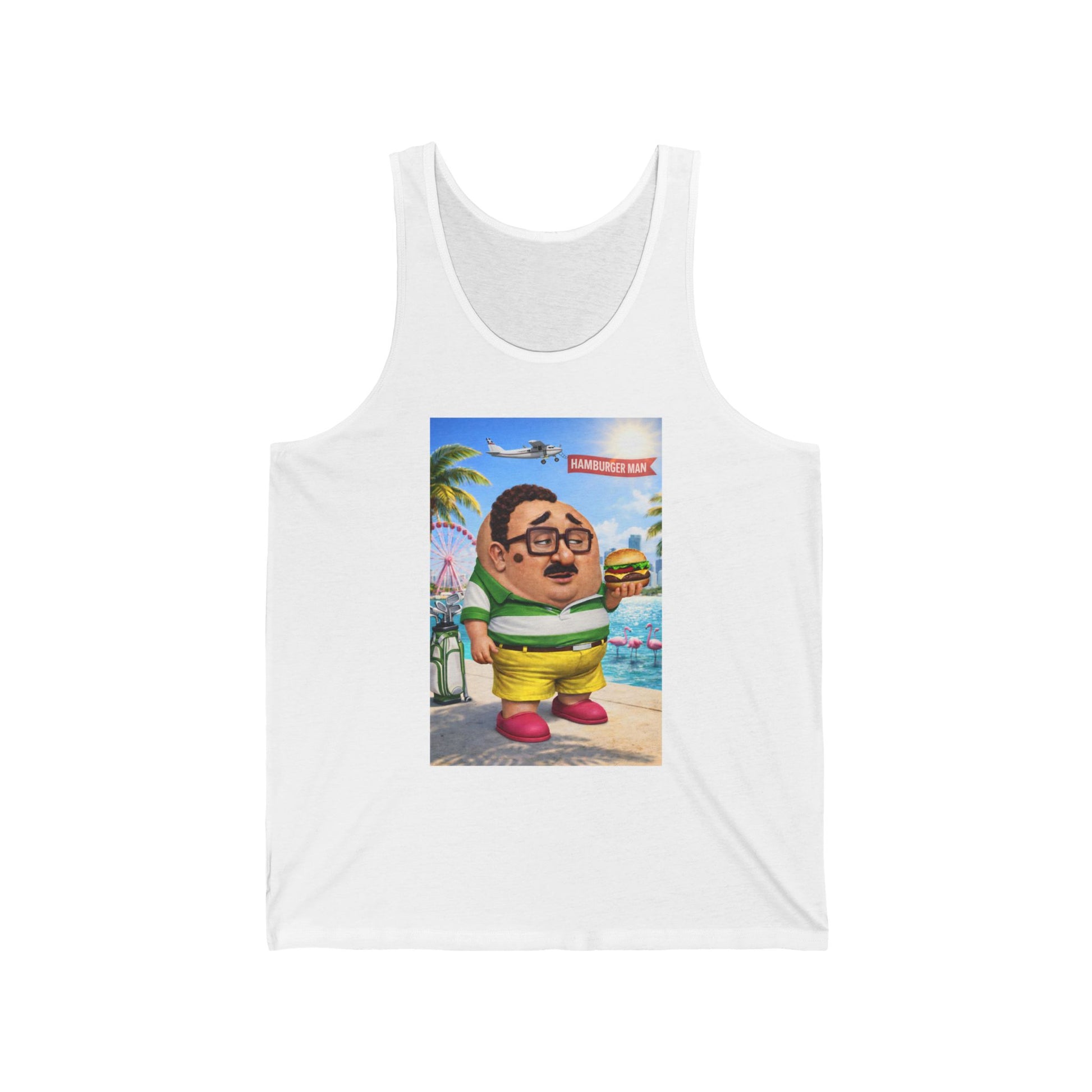 Funny Beach Cartoon Tank Top — Retro Vacation Character Graphic Tank